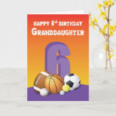 Enkeltochter 6. Geburtstagssportbälle Karte (Gelbe Blume)