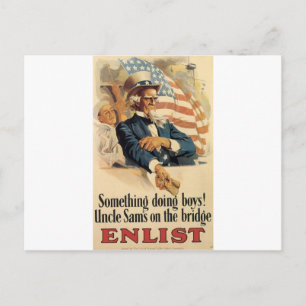 "Enlist" Altes US-Militärposter um 1917 Postkarte