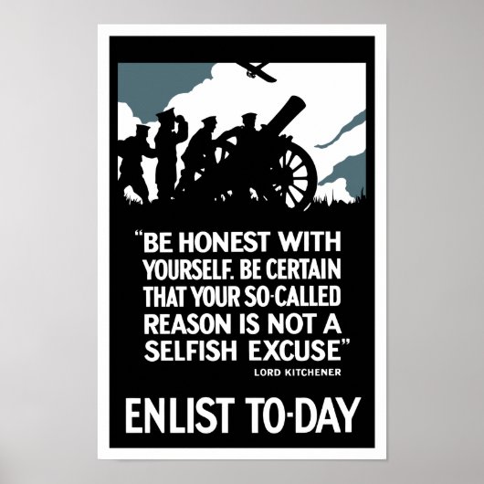 Enlist To Day — Lord Kitchener WWI Poster (Vorne)