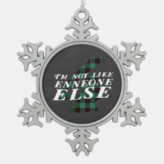 Enneagram Art 4 lustige Schneeflocke-Verzierung Schneeflocken Zinn-Ornament