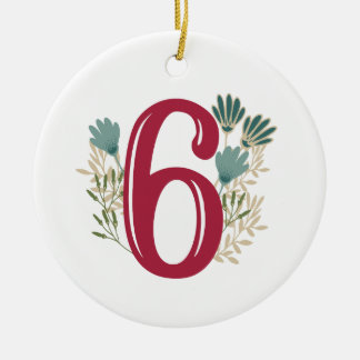 Enneagram Art 6 Blumenweihnachtsverzierung Keramik Ornament