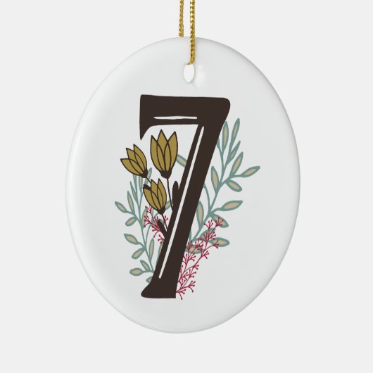 Enneagram Art 7 Blumenweihnachtsverzierung Keramik Ornament (Rechts)