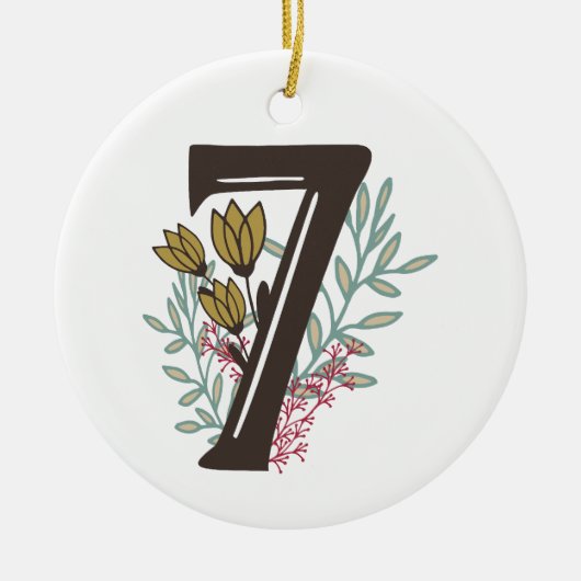 Enneagram Art 7 Blumenweihnachtsverzierung Keramik Ornament (Vorne)
