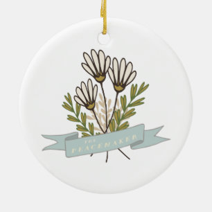 Enneagram Art 9 Blumenweihnachtsverzierung Keramik Ornament