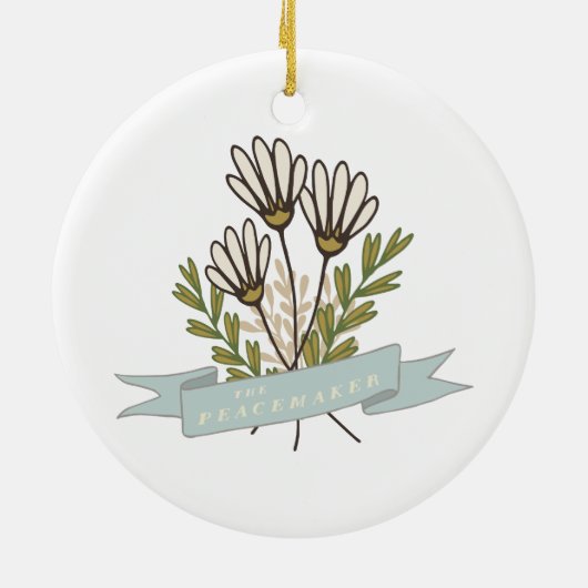 Enneagram Art 9 Blumenweihnachtsverzierung Keramik Ornament (Hinten)