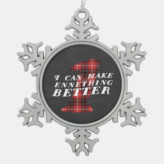 Enneagram lustige 1 Schneeflocke-Verzierung Schneeflocken Zinn-Ornament (Vorderseite)