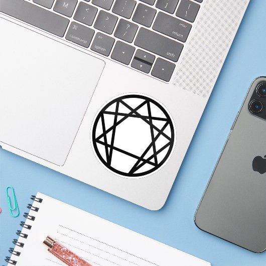 Enneagram (schwarz) aufkleber (Laptop mit iPhone)