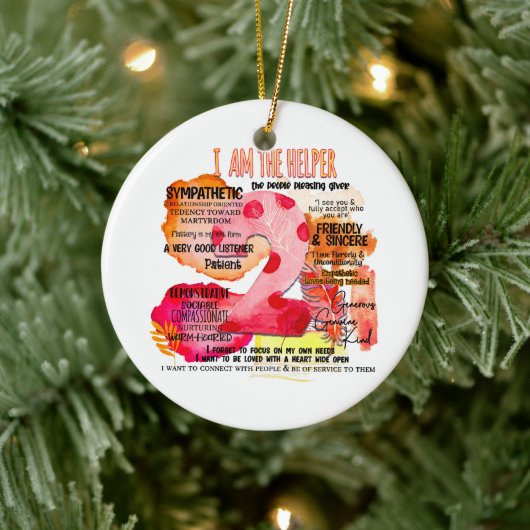 Enneagramm Typ 2 - Ich bin der Helfer Keramik Ornament (Baum)