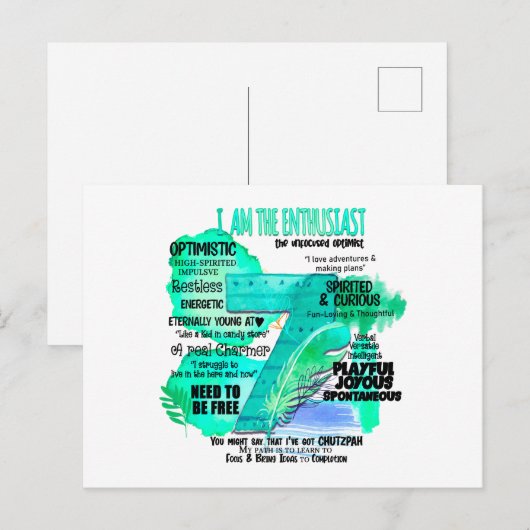 Enneagramm Typ 7 - Ich bin der Enthusiast Postkarte (Vorne/Hinten)