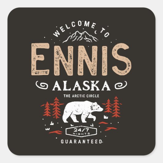 Ennis Alaska Night Quadratischer Aufkleber (Vorderseite)