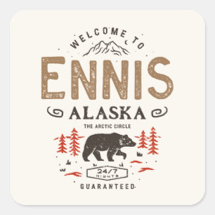 Ennis Alaska Stadt Quadratischer Aufkleber