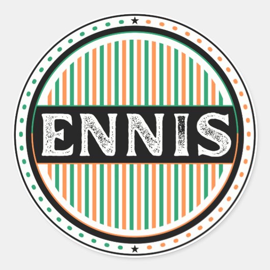 Ennis City Pride Emblem – Irish Identity Runder Aufkleber (Vorderseite)