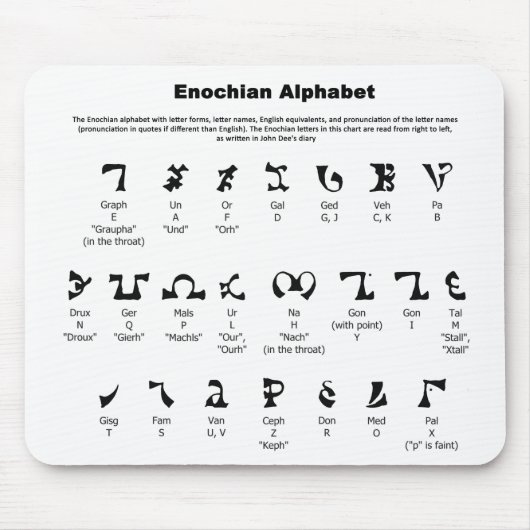 Enochian Alphabet-Diagramm Mousepad (Vorne)