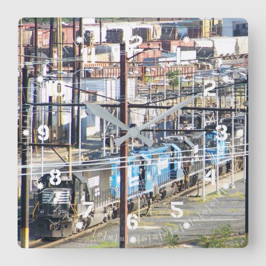 Enola Norfolk südliches Eisenbahn-Yard-Harrisburg Quadratische Wanduhr (Vorderseite)