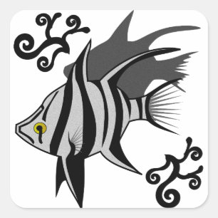 Enoplosus Alte Ehefrau der Weiße Fisch mit schwar Quadratischer Aufkleber
