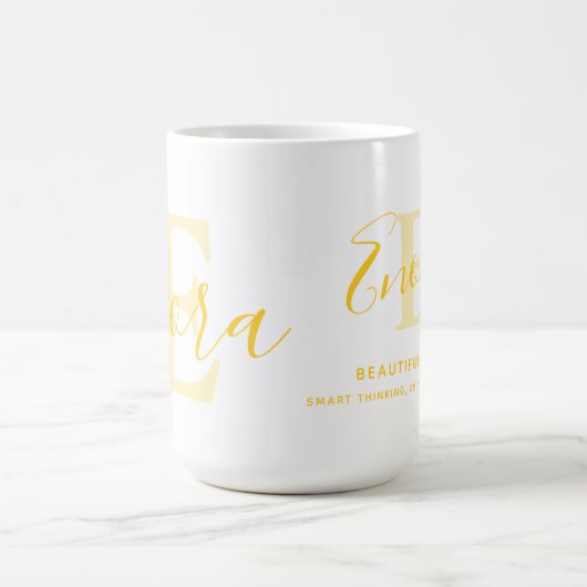 Enora Text gelbe Bezeichnung bedeutet monogramm E Kaffeetasse (Mittel)