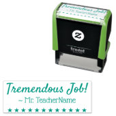 "Enorme Arbeit!" + Lehrerin Name Gummi Briefmarke Permastempel (Beispiel)