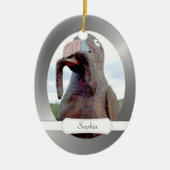 Enormer Vogel mit Wurm im Schnabel Keramikornament (Vorne)