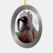 Enormer Vogel mit Wurm im Schnabel Keramikornament (Hinten)