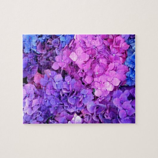 Enormes Bündel lila und blaue Hydrangeas Puzzle (Horizontal)