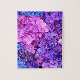 Enormes Bündel lila und blaue Hydrangeas Puzzle