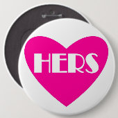 Enormes rosa Weiß ihrs Hochzeitstitelknopf Button (Vorne & Hinten)