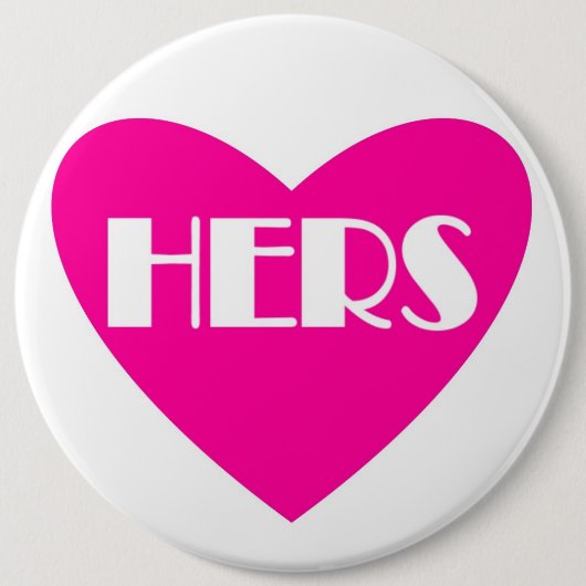 Enormes rosa Weiß ihrs Hochzeitstitelknopf Button (Vorderseite)