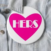 Enormes rosa Weiß ihrs Hochzeitstitelknopf Button (Beispiel)