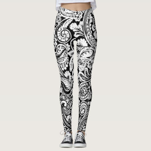 Enormes Schwarzweiss-Paisley Leggings