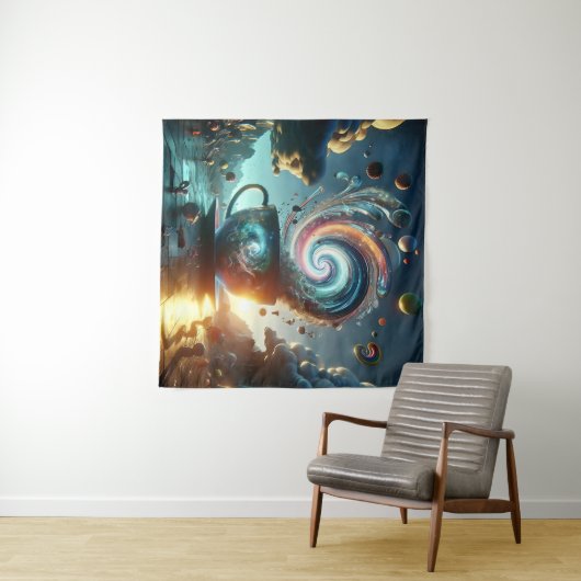 Enormes Teacup mit Surreal Floating Saucera Wandteppich (Beispiel (Horizontal))