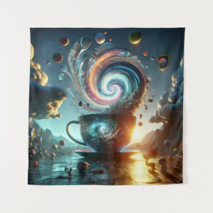 Enormes Teacup mit Surreal Floating Saucera Wandteppich