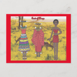 Enoti of Kenya Paper Doll Postcard Postkarte