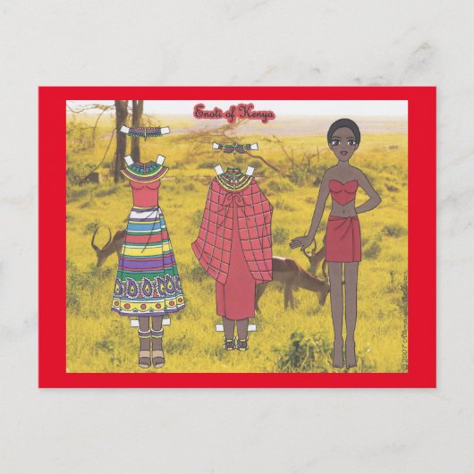 Enoti of Kenya Paper Doll Postcard Postkarte (Vorderseite)