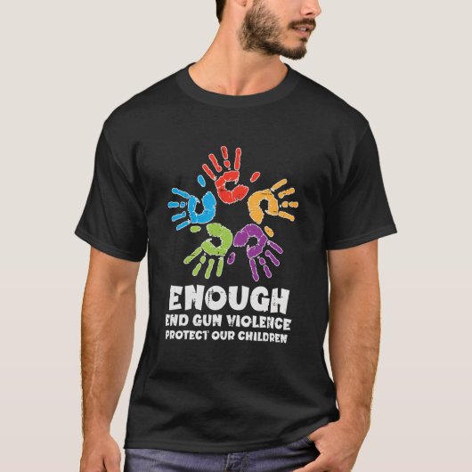 Enough End Gun Violence Protect Our Children Orang T-Shirt (Vorderseite)