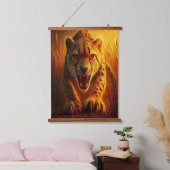 Enraged Cheetah Wandteppich Mit Holzrahmen (Schlafzimmer)