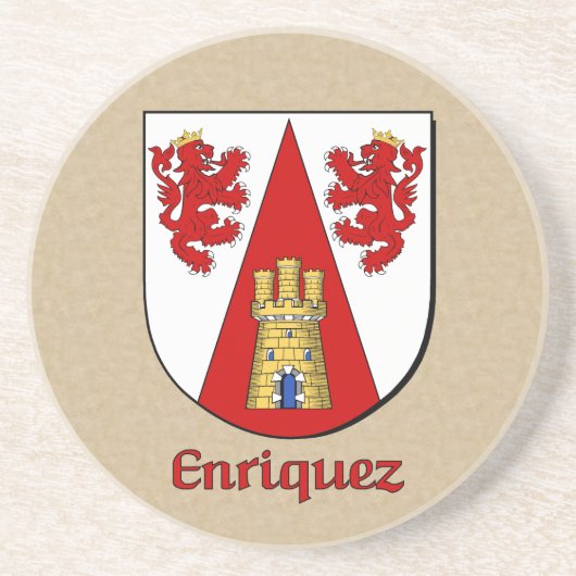 Enriquez Heraldic Shield Sandstein Untersetzer (Vorne)