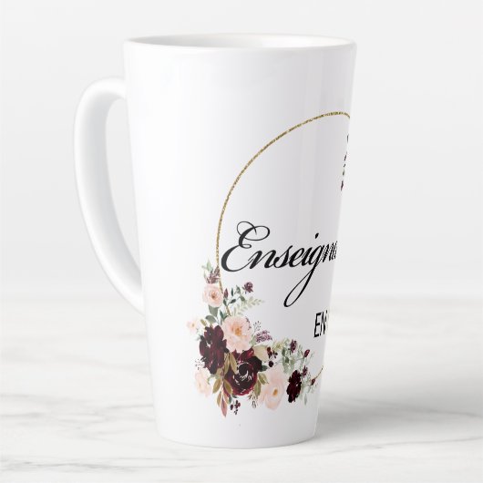 Énseiante Floral Watercolor Latte Tasse (Linke Ecke)