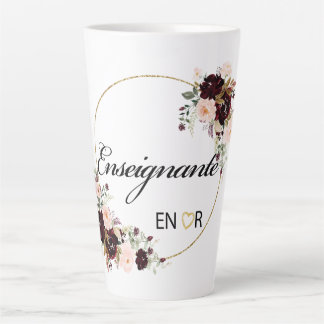Énseiante Floral Watercolor Latte Tasse