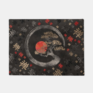 Enso Circle Bonsai Tree on Zen Symbol Muster Fußmatte