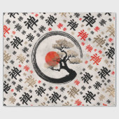 Enso Circle Bonsai Tree on Zen Symbol Muster Geschenkpapier (Flach)