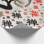 Enso Circle Bonsai Tree on Zen Symbol Muster Geschenkpapier (Ecke)
