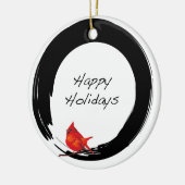 Enso Circle mit rotem Kardinal Keramik Ornament (Links)