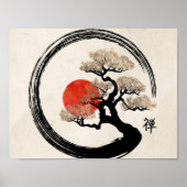 Enso Circle und Bonsai Tree auf Leinwand Poster (Vorne)
