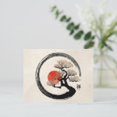 Enso Circle und Bonsai Tree auf Leinwand Postkarte (Stehend Vorderseite)