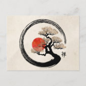 Enso Circle und Bonsai Tree auf Leinwand Postkarte (Vorderseite)