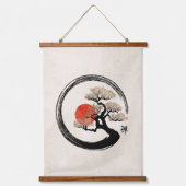 Enso Circle und Bonsai Tree auf Leinwand Wandteppich Mit Holzrahmen (Vorderseite)