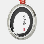 Enso Circle und Brother Calligraphy Silbernes Ornament (Links)