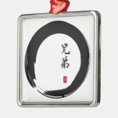 Enso Circle und Brother Calligraphy Silbernes Ornament (Links)