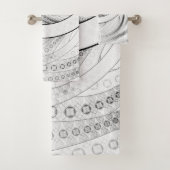 Enso, ein perfekter Schwarzweiss-Zen-Fraktal-Kreis Badhandtuch Set (Insitu)