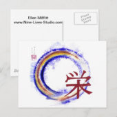 Enso - Kanji-Zeichen für Wohlstand, Sumi-e Postkarte (Vorne/Hinten)